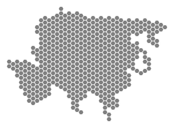 Mappa Gray Hexagon Asia — Vettoriale Stock