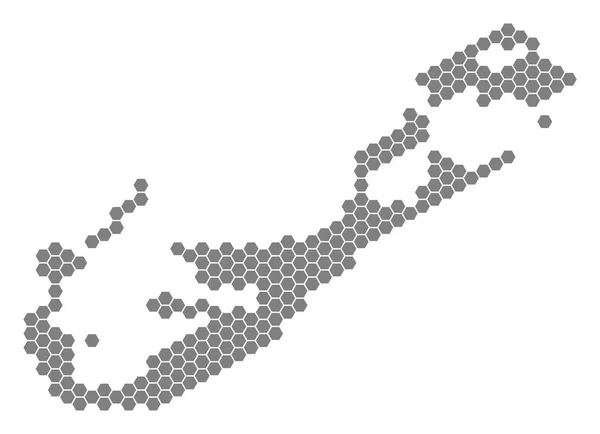 Gray Hexagon Bermuda Island Mapa — Archivo Imágenes Vectoriales