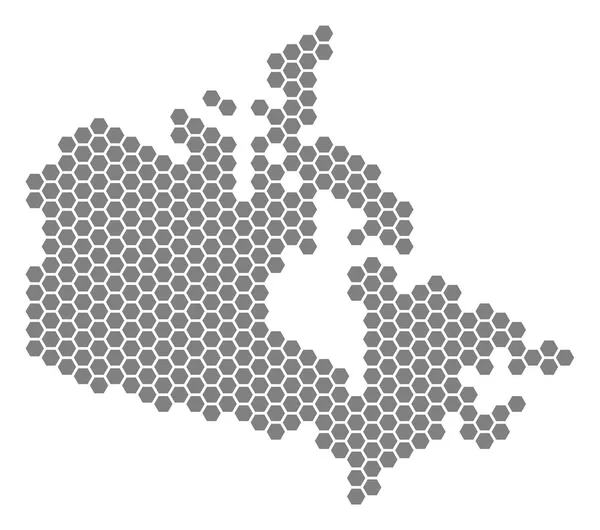 Mapa Kanady šedá šestiúhelník — Stockový vektor