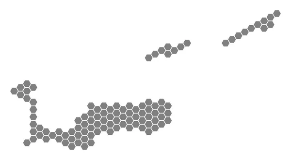 Hexágono gris Islas Caimán mapa — Archivo Imágenes Vectoriales