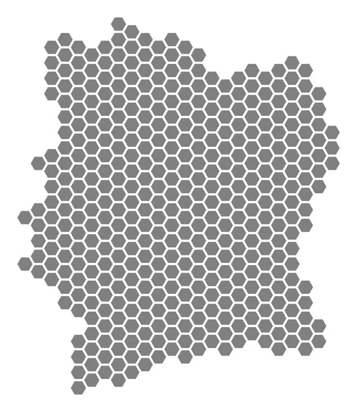 Gray Hexagon Cote D Ivoire Mapa — Archivo Imágenes Vectoriales