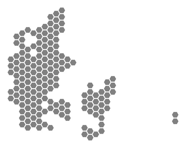 Gray Hexagon Denmark Map — Stock Vector