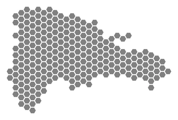 Grå Hexagon Dominikanska republiken karta — Stock vektor