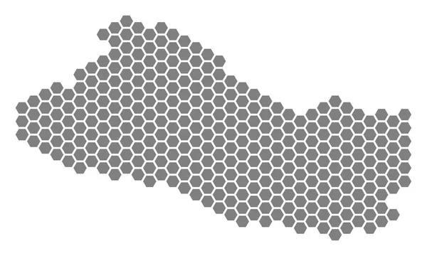 Grey Hexagon El Salvador Map — Stock Vector