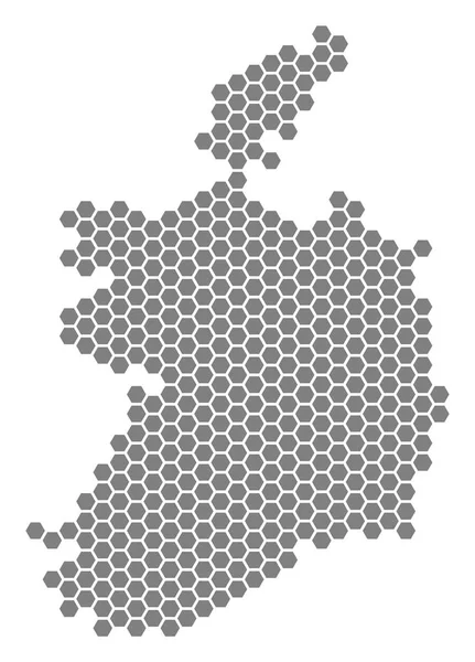 Grå Hexagon Irland Republiken karta — Stock vektor