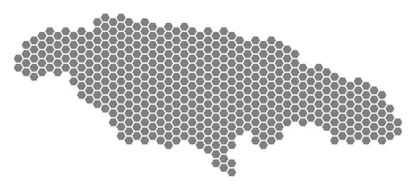 Carte de l'hexagone gris de Jamaïque — Image vectorielle