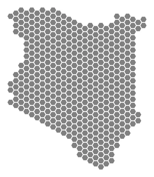 Grå Hexagon Kenya karta — Stock vektor