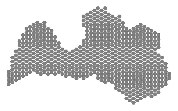 Mapa cinzento do hexágono Letónia —  Vetores de Stock