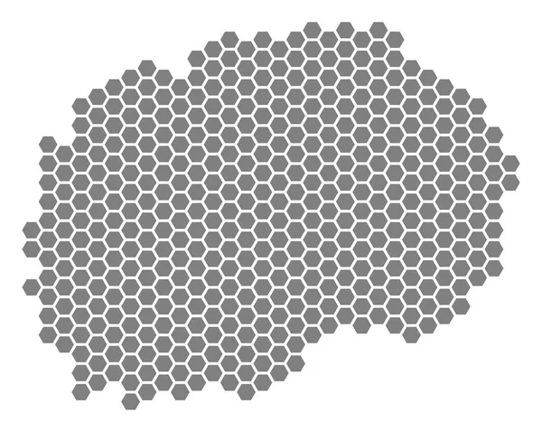 Grey Hexagon Makedonia Map — Stock Vector