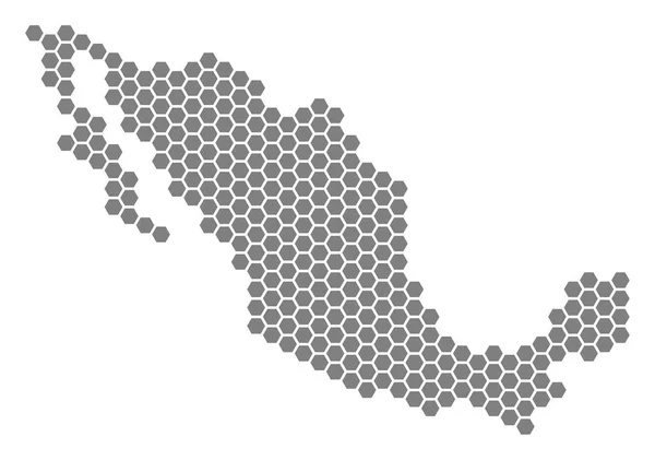 Grijze zeshoek Mexico kaart — Stockvector