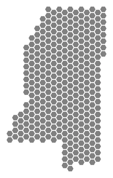 灰色六角密西西比国家地图 — 图库矢量图片