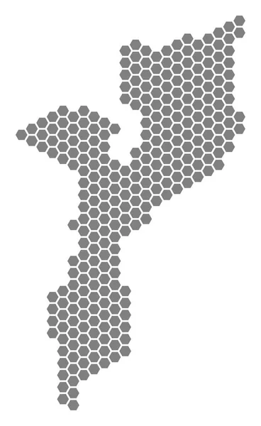 Grey Hexagon Mozambique Map — Stock Vector