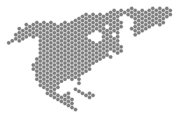 Mapa Severní Ameriky šedá šestiúhelník — Stockový vektor
