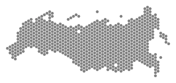 灰色六角俄罗斯地图 — 图库矢量图片