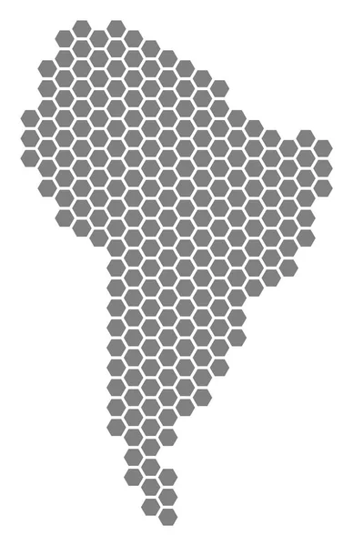 Gri altıgen Güney Amerika harita — Stok Vektör