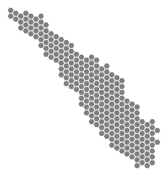 Hexágono gris Isla de Sumatra Mapa — Archivo Imágenes Vectoriales