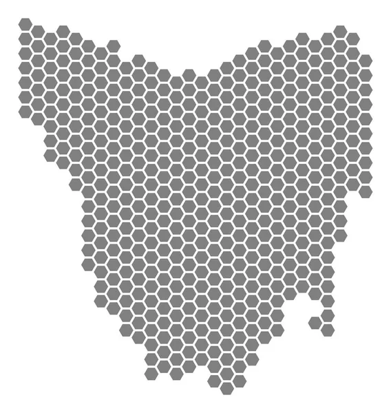 Gray Hexagon Tasmania Island Map — Stock Vector