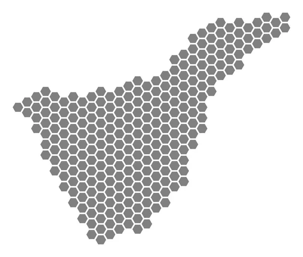 Grå Hexagon Teneriffa Spanien karta — Stock vektor