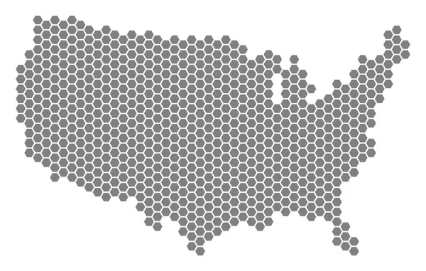 Mapa de Gray Hexagon EUA —  Vetores de Stock