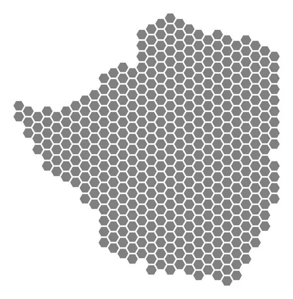 Grey Hexagon Zimbabwe Map — Stock Vector