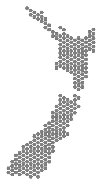 Mappa Grey Hexagon Nuova Zelanda — Vettoriale Stock