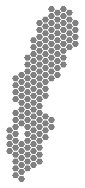 Mappa Gray Hexagon Sweden — Vettoriale Stock