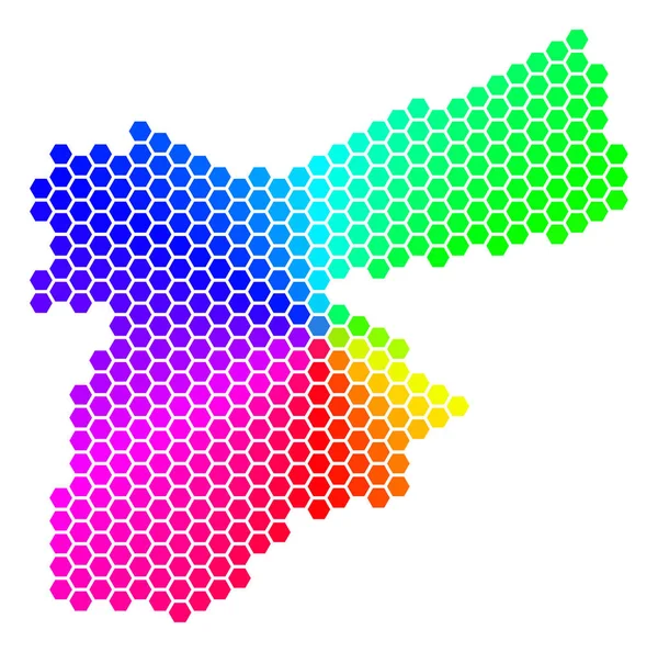 Spectrum zeshoek Jordanië Map — Stockvector