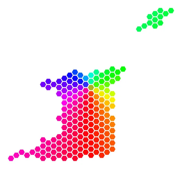 Espectro hexágono Trinidad e Tobago mapa — Vetor de Stock