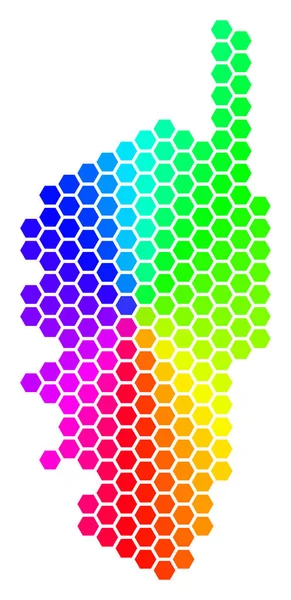 Spectrum Hexagon Córcega Mapa de la isla de Francia — Vector de stock