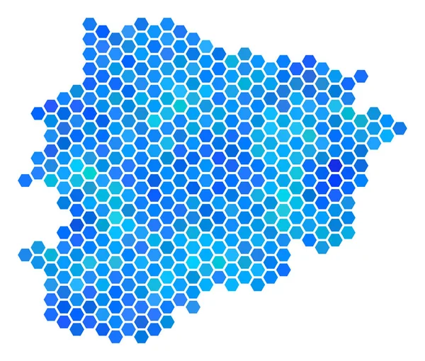 Kék hatszög Andorra Térkép — Stock Vector