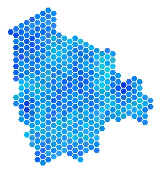 Blue Hexagon Bolivia Map — Stock Vector