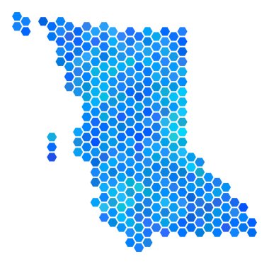 Mavi altıgen British Columbia eyaletinde harita