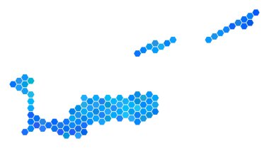Mavi altıgen Cayman Adaları Haritası