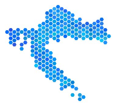 Mavi altıgen Hırvatistan Haritası