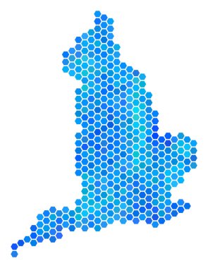 Mavi altıgen İngiltere harita