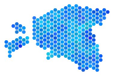 Mavi altıgen Estonya Haritası