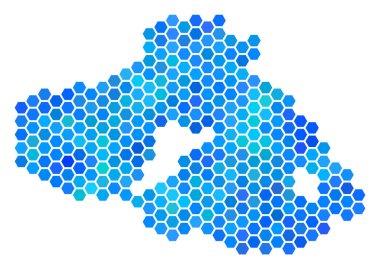 Mavi altıgen Yunan midilli (ada) harita