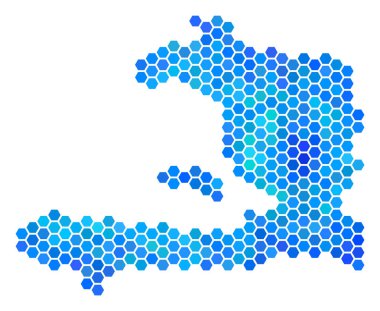 Mavi altıgen Haiti Haritası