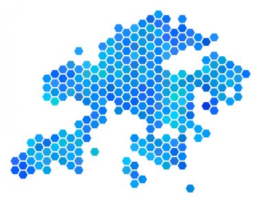 Mavi altıgen Hong Kong Map