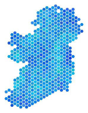 Mavi altıgen İrlanda ülkeler harita