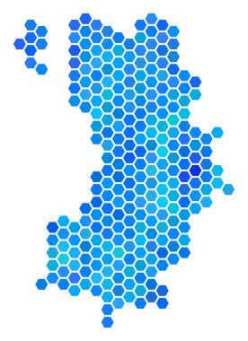 Mavi altıgen Koh Tao Tayland ada Haritası