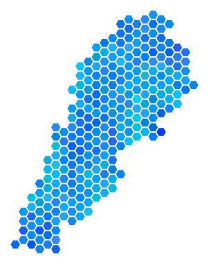 Mavi altıgen Lübnan harita