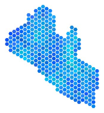 Mavi altıgen Liberya Haritası