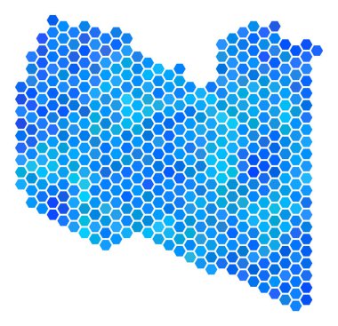 Mavi altıgen Libya Haritası