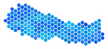 Mavi altıgen Nepal Haritası