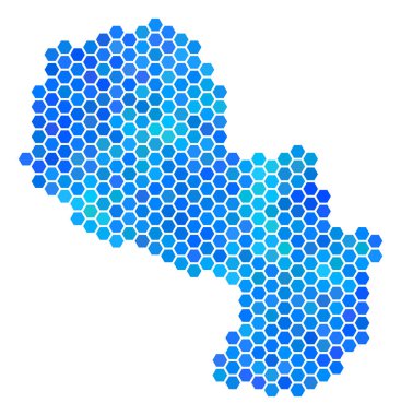 Mavi altıgen Paraguay Haritası