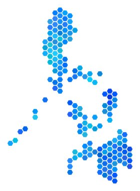 Mavi altıgen Filipinler Haritası