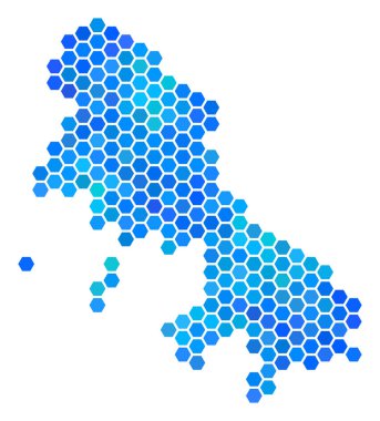 Mavi altıgen Skyros Yunan Adası Haritası