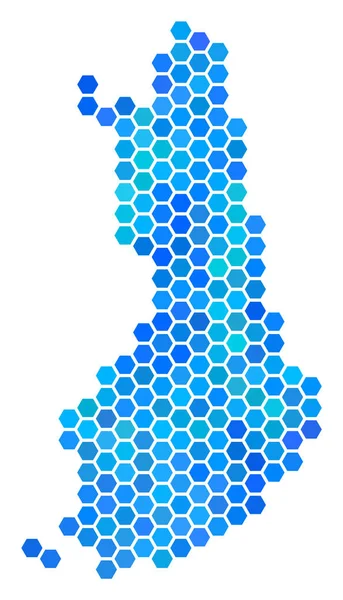Blue Hexagon Finlandia Mapa — Vector de stock
