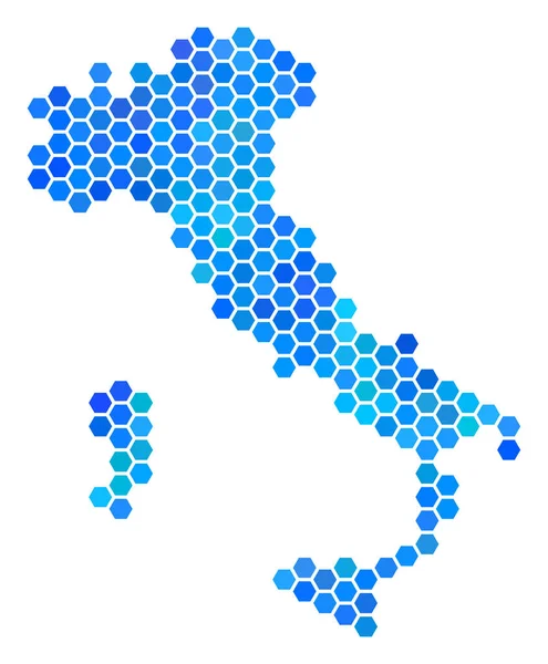Mapa do hexágono azul Itália — Vetor de Stock
